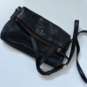 Kate Spade Black Leather Crossbody Bag with Gold Accents